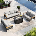 Aoxun Patio Furniture Set, Aluminum Outdoor Furniture with Fire Pit Table by Aoxun