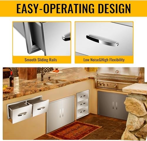 Outdoor Kitchen Single Drawers 30" W x 10" H x 20" D Stainless Steel - Image 6