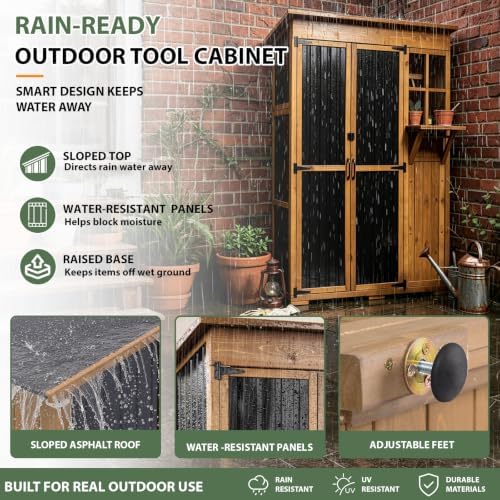 Gowoodhut Large Outdoor Storage Cabinet Weatherproof Garden Tool Shed - Image 2