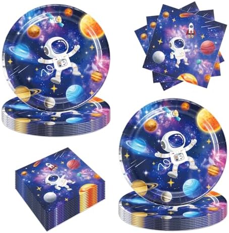 40Pcs Outer Space Birthday Party Decorations Space Paper Plates and Napkins - Space Themed Birthday Party Supplies or Baby Shower Set for 20 Guests by Unknown