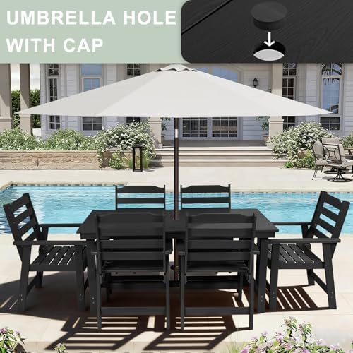 FUNBERRY Outdoor Dining Set, HDPE 7 Piece Dining Table Set with Chairs - Image 4