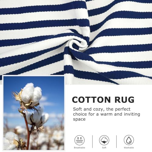 IOHOUZE 4x6 Striped Entryway Rug, Washable Front Porch, Navy White - Image 4