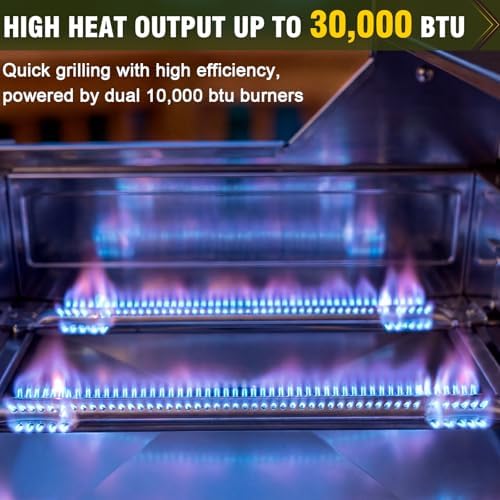 Bestfire 3-Burner Tabletop Gas Grill, 30,000 BTU Portable Propane Grill, Heavy-Duty Thickened Stainless Steel Grates & Knobs, Compact & Detachable Legs for Camping, RV&BBQ - Image 5