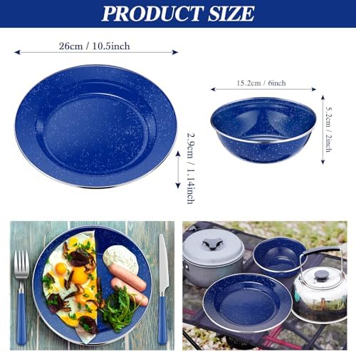 Nuogo 12 Pcs Enamel Camping Tableware Set Dinnerware Kit - Image 3
