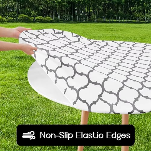 Romanstile Round Fitted Vinyl Tablecloth with Elastic Edge 100% Waterproof - Image 2