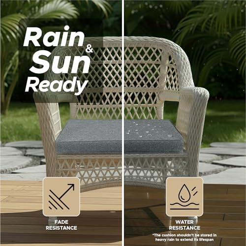 Outdoor Chair Cushions, Set of 4, 18.5 x 16 Inch, Dark Grey - Image 3