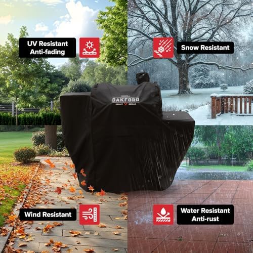 Oakford 790 Pellet Grill Cover, Fits Oakford Wood Pellet Grill Model 910-05002, Vented Mesh, Secure Straps, Heavy-Duty, 55"x22.5"x44", Black, 700-05002 - Image 5