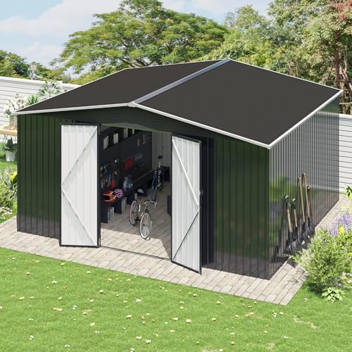 Polar Aurora 12x14 FT Outdoor Storage Shed Black - Image 6