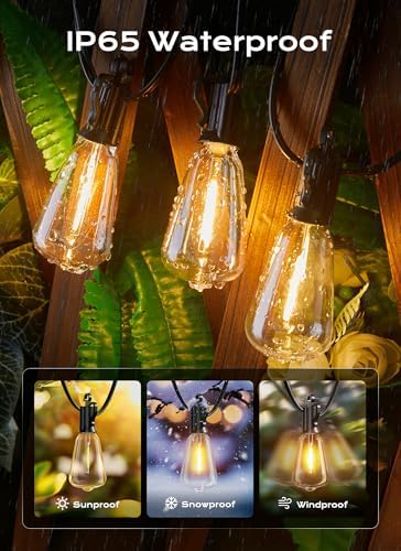 Brightown Outdoor String Lights, 150FT 47+2 LED ST38 LED Patio Lights Shatterproof, Dimmable IP65 Waterproof Connectable Hanging Outdoor Light for Backyard, Porch, Deck, Balcony - Image 3