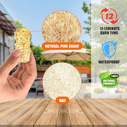 Shwuevei 300 pcs Fire Starter - Natural Fire Starters for Fireplace, Pellet Stove & Wood, Fire Pit, Smoker, BBQ, Chimney, Pizza Oven - Fire Starters for Grill, Charcoal Starter - Image 3