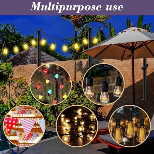 NUERPO 4 Pack String Light Poles,5Ft Metal Poles for Outdoor String Lights,Outdoor Light Poles with Post,Poles/Stand for Outside,Patio,Deck,Backyard,Garden Wedding,Party - Image 3
