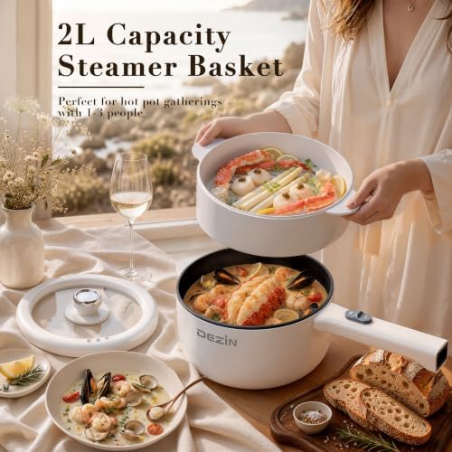 Dezin 2L Hot Pot Electric, Non-Stick Electric Pan, 700W Adjustable Power - Image 2