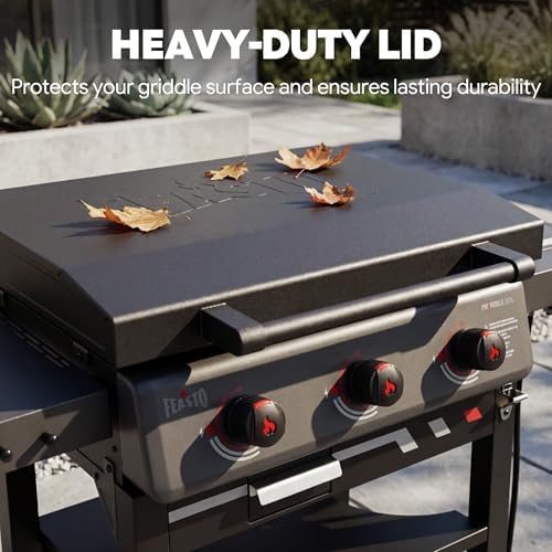 Feasto 28-Inch 3 Burner Propane Flat Top Grill with Hood and Side Burner - Image 5
