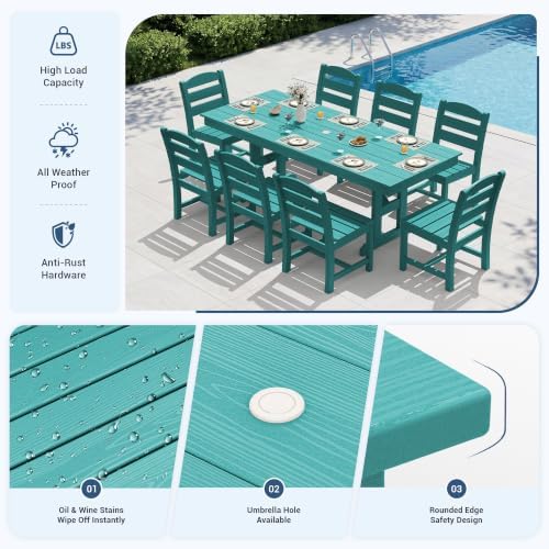 KINGYES Outdoor Armless Dining Chairs Set of 8,HDPE Patio Chairs,Aruba - Image 3