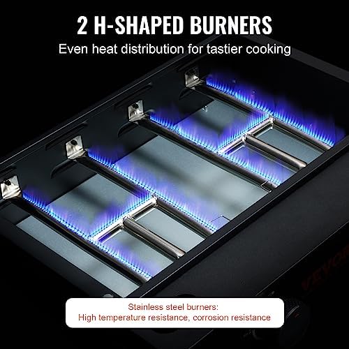 VEVOR Commercial Griddle, 22.4" Heavy Duty Manual Flat Top Griddle, Countertop Gas Grill with Non-Stick Cooking Plate, Countertop Gas Griddles, H-Shaped Burner Restaurant Portable Grill, 13,000 BTU - Image 6