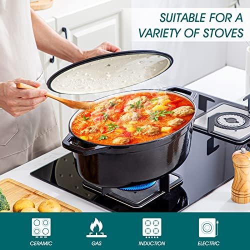 vancasso 9.3 Qt Oval Enameled Cast Iron Dutch Oven with Lid, Black - Image 3