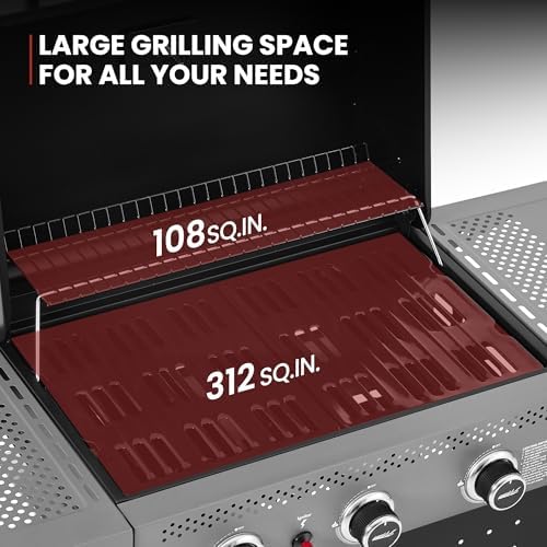 Royal Gourmet GL3001 3-Burner Gas Grill with Pegboard, Black & Cool Gray - Image 4