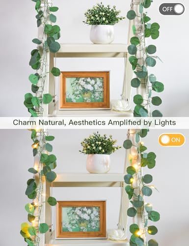 suddus 33FT 100LED Eucalyptus Garland Vines with Lights Plug in Clear Wire - Image 6