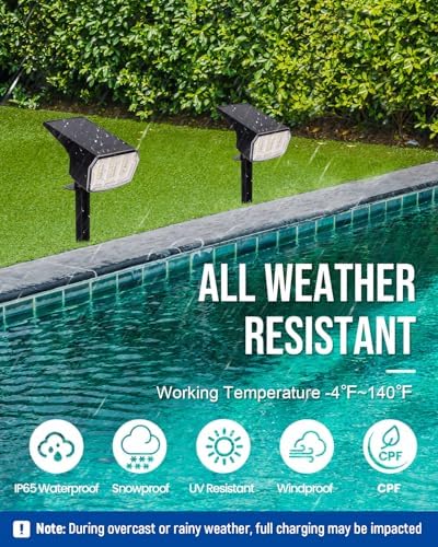 AUDERWIN Solar Spot Lights Outdoor 63 LED 3 Lighting,Waterproof IP65 Modes Spotlights for Outside House Yard Garden Landscape Lights 4 Pack (Natural Light) - Image 5