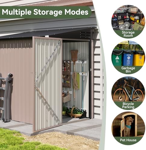 6'x4' Lean to Shed Galvanized Steel Storage Shed - Image 6