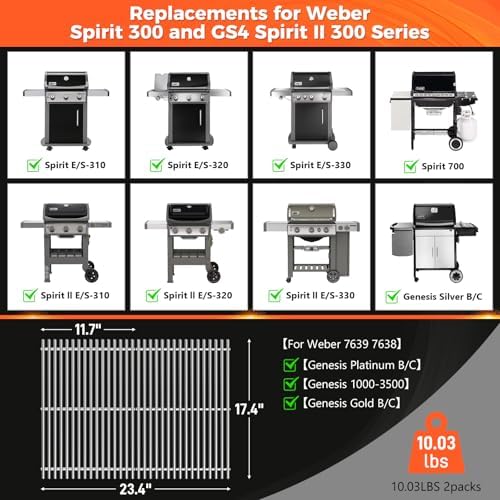 QuliMetal Grill Grates for Weber Spirit 300 and GS4 Spirit II 300 Series - Image 2