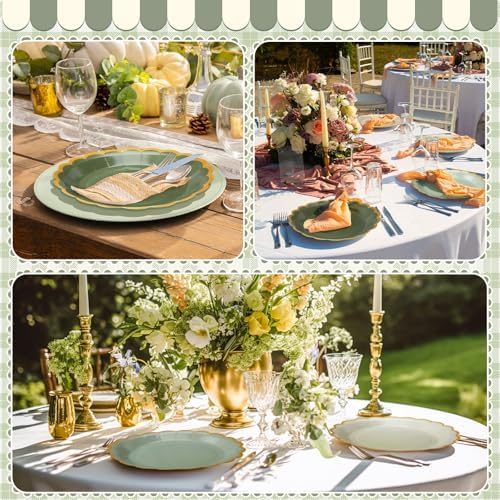 96 Pcs Sage Paper Plates 9 Inch Scalloped - Image 5