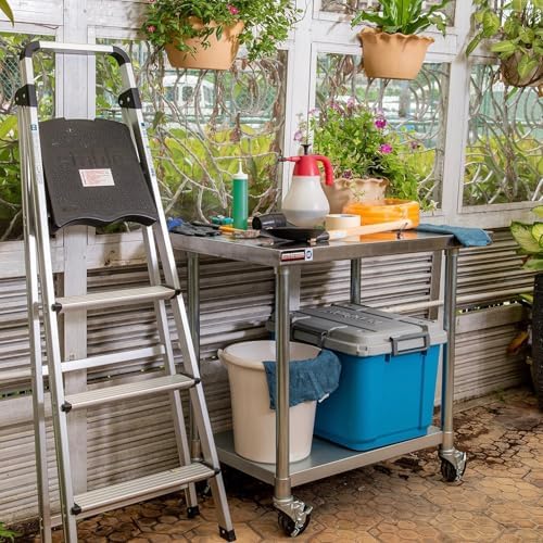 DuraSteel 30x36 NSF Stainless Steel Cart Work Table - Heavy Duty Rolling Food Prep Table Countertop Island - Metal Utility Cart on Wheels Caster, Grill Stand Storage Outdoor Kitchen Tables Bar Top - Image 2
