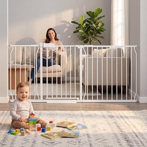 71.5 to 76.38 Inch Extra Wide Baby Gate for Doorway Stairs by HOOOEN