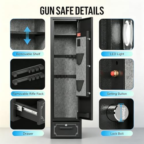 KAER Gun Safe for Rifles and Pistols,5-6 Quick Access Gun Rifle Safe,AR15 - Image 4