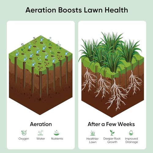 Grenebo Lawn Aerator Manual Aerator Lawn Tool with 16 Spikes, Black Green - Image 4