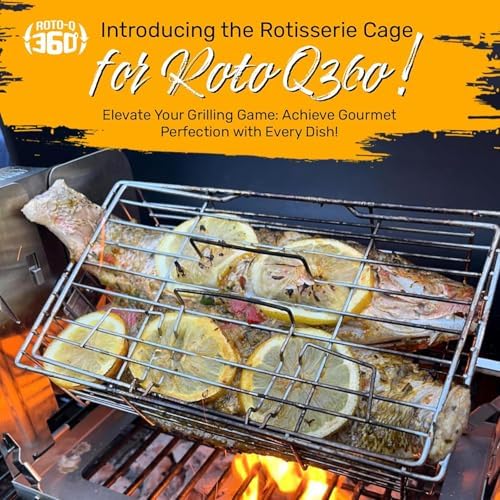 ROTO-Q 360 Family Rotisserie Kit – Non-Electric Wind-Up Spit Roaster with Basket, Flat Cage, Skewer Set & Mat for Grill, Oven, Smoker, Portable BBQ Cooking, Tailgating, or Camping Use - Image 5