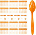 Orange Plastic Spoons Heavy Duty, Disposable Party Supplies 104 PCS by FUEVING