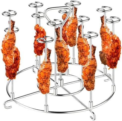 304 Stainless Steel Air Fryer Skewer Stand Dishwasher Safe Vertical Skewer Air Fryer Accessories for BBQ Grill Kabobs Chicken Meat Seafood (12 Short Skewers) by ANQIA