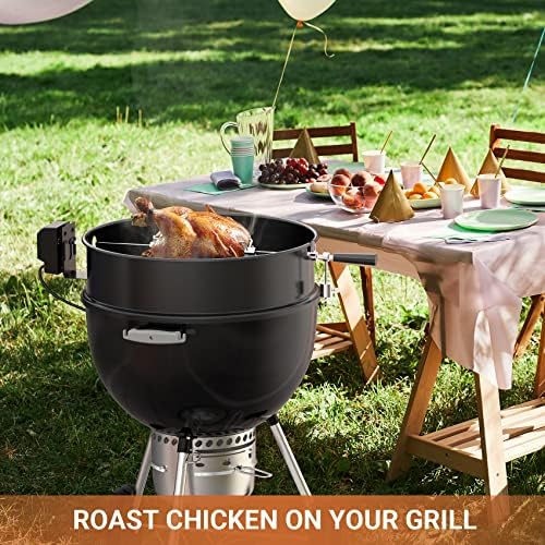 onlyfire Black Coated Steel Charcoal Kettle Rotisserie Ring Kit - Image 6