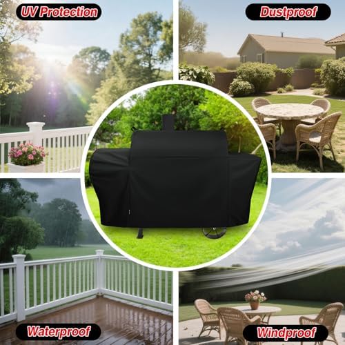 Grill Cover for Oklahoma Joe's Longhorn Combo Grill, Heavy Duty Waterproof Oklahoma Joe's Longhorn Combo Charcoal Gas Smoker BBQ Covers - Image 7