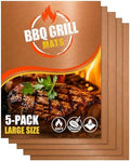 BBQ Copper Grill Mats for Outdoor Grill Mat (5 Pack) 100% Non-Stick Heat-Resistant Grilling Mats for Outdoor Grill, Reusable Grill Topper, Easy Clean BBQ Accessories for Outdoor Grill Cooking Mat by LindasEssentials