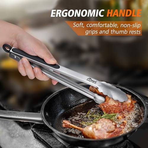 Hotec Tongs for Cooking Premium Stainless Steel Kitchen Tongs Set of 2-12" - Image 5