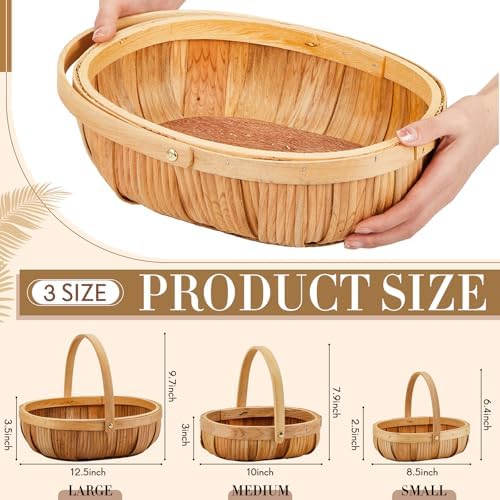 Sintuff 6 Pcs Wicker Baskets with Handles, 3 Sizes,Light Brown - Image 3