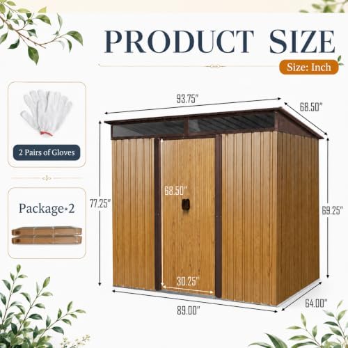 8X6 FT Outdoor Metal Storage with Lockable Sliding Doors - Image 2