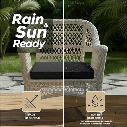Outdoor Chair Cushions, Set of 4, 20 x 20 Inch, Black - Image 3