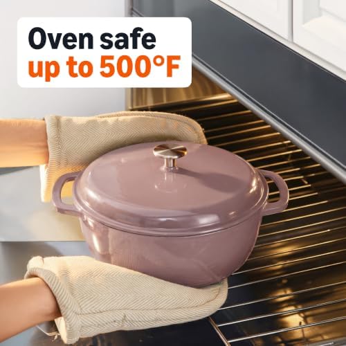 Amazon Basics Enameled Cast Iron Dutch Oven Pot With Lid, 7.3-Quart, Round, Dual Handles, Heavy-Duty, Oven Safe for Stews, Roasting & Baking, Clay - Image 3