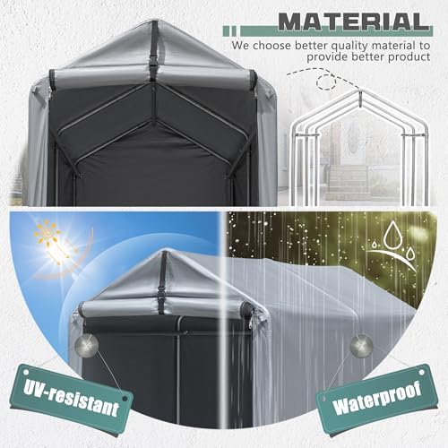 Flamaker 6' x 3' Small Bike Tent Storage with PE Fabric and Steel Frame - Image 6