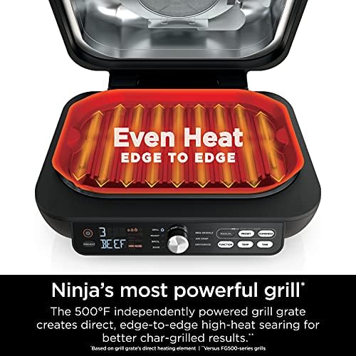 Ninja IG651 Foodi Smart XL Pro 7-in-1 Indoor Grill/Griddle Combo, use Opened or Closed, Air Fry, Dehydrate & More, Pro Power Grate, Flat Top, Crisper, Smart Thermometer, Black - Image 3