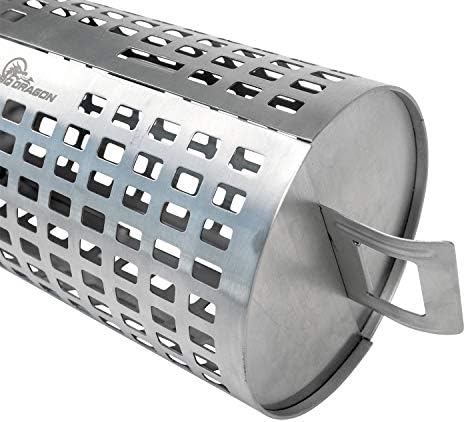 BBQ Dragon Rolling Grill Basket – Large Stainless Steel with Snap-Close Lid, Dishwasher Safe for Vegetables, Fish, and Meat - Image 2