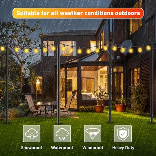 AHRLHR 10 Pack String Light Poles, Outdoor String Light Pole 10 ft Forked Metal Light Pole with Adjustable Outdoor Light Stand, Deck, Backyard, Garden, Wedding, Rustproof and Sturdy with Hooks. - Image 5