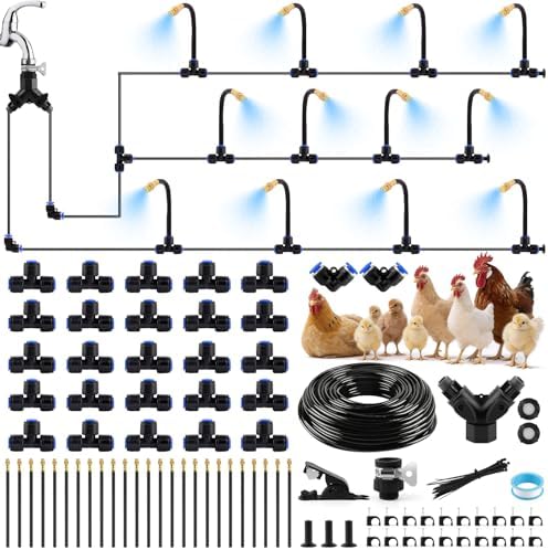 Kalolary 100FT Chicken Coop Misting Cooling System for Cooling Poultry by Kalolary