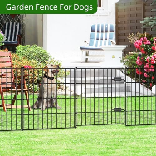 Metal Garden Fence with Gate 28 in x 35 ft, Dog Fence Outdoor for Yard - Image 5
