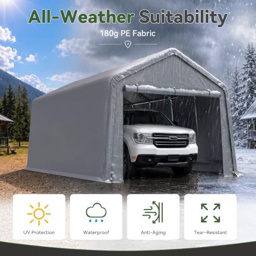 Aoxun 13x20 FT Outdoor Carport Garage Tent, Waterproof Storage Shed, Gray - Image 4