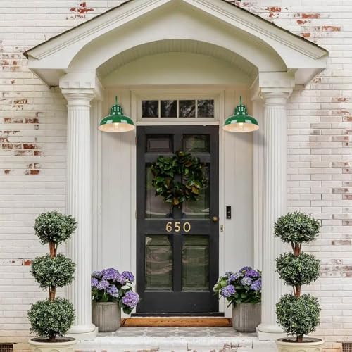 Outdoor Barn Light, Rustic Outdoor Wall Sconce, Farmhouse Exterior Wall Mount Light, Vintage Indoor Wall Lighting Fixture, Industrial Green Lantern Lamp for Porch, Garage, Patio, RZ007 GR+WH - Image 7