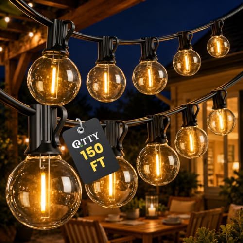 RTTY 150FT Outdoor String Lights, 75+2 G40 LED Bulbs, Dimmable Patio Lights by RTTY